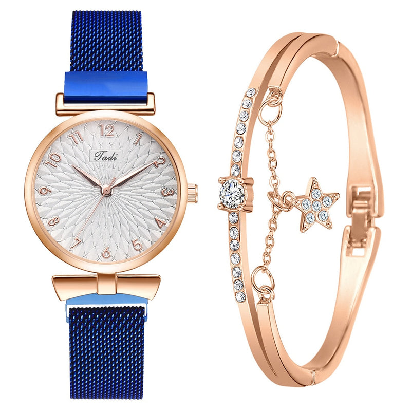Relógio Feminino Luxo Quartzo + Pulseira
