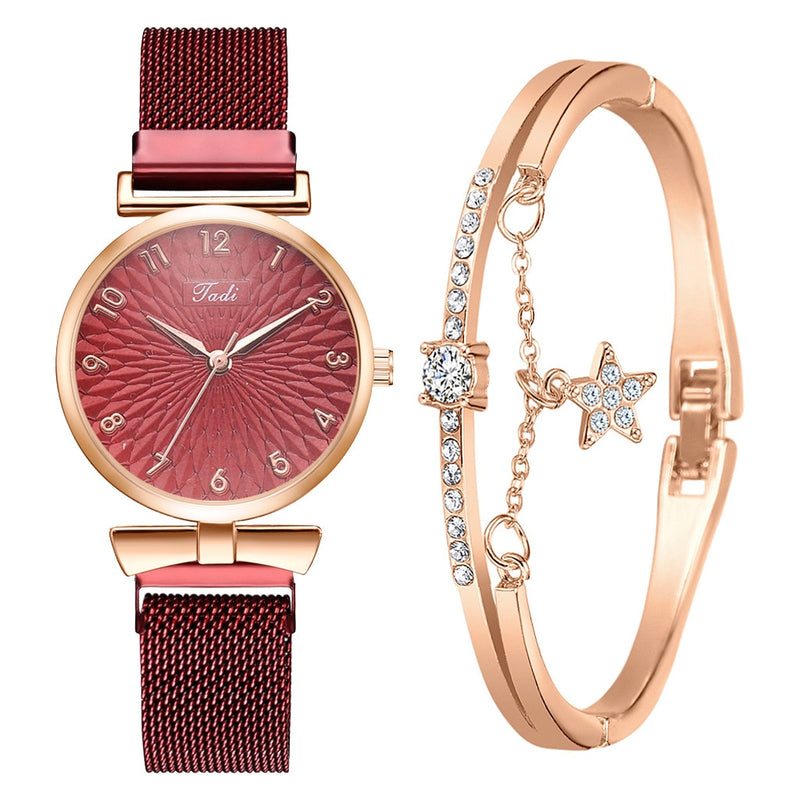 Relógio Feminino Luxo Quartzo + Pulseira