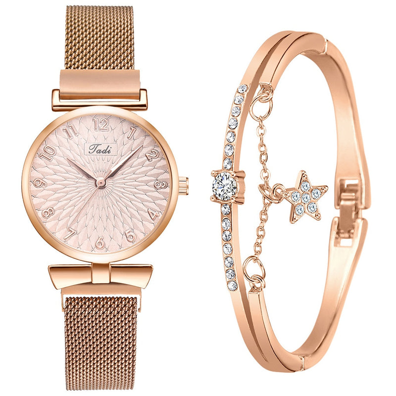 Relógio Feminino Luxo Quartzo + Pulseira