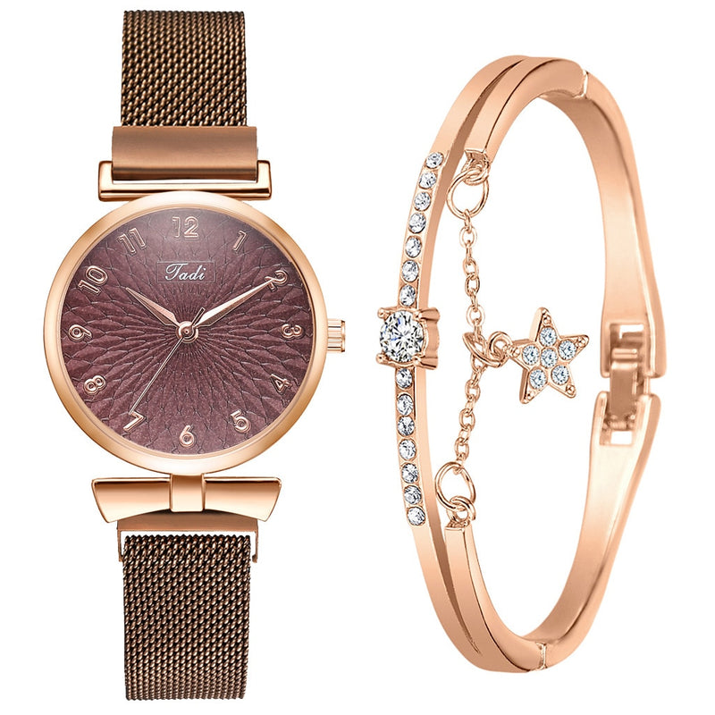 Relógio Feminino Luxo Quartzo + Pulseira
