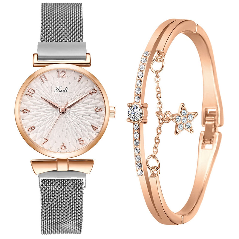 Relógio Feminino Luxo Quartzo + Pulseira
