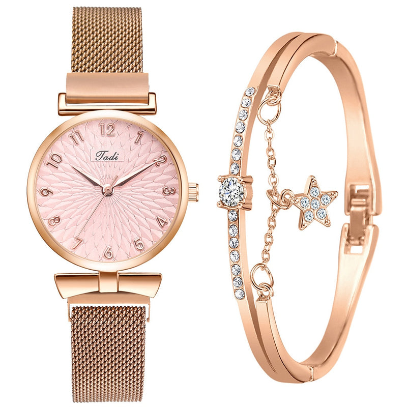 Relógio Feminino Luxo Quartzo + Pulseira