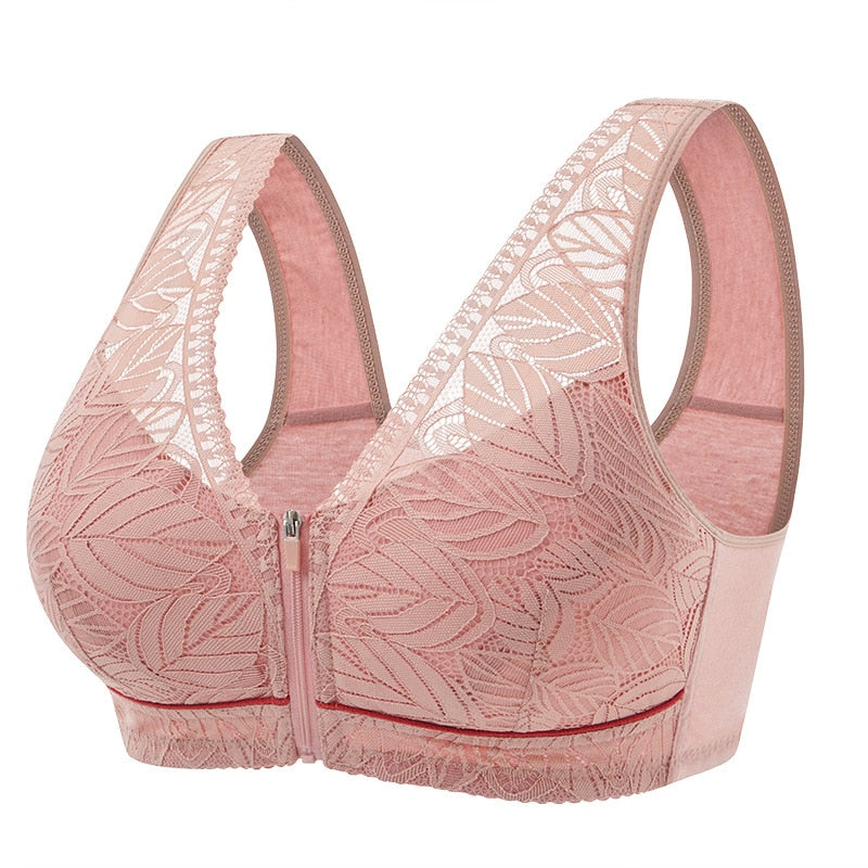 Sutiã com Fecho Frontal  Algodão Renda  e  Alças Largas